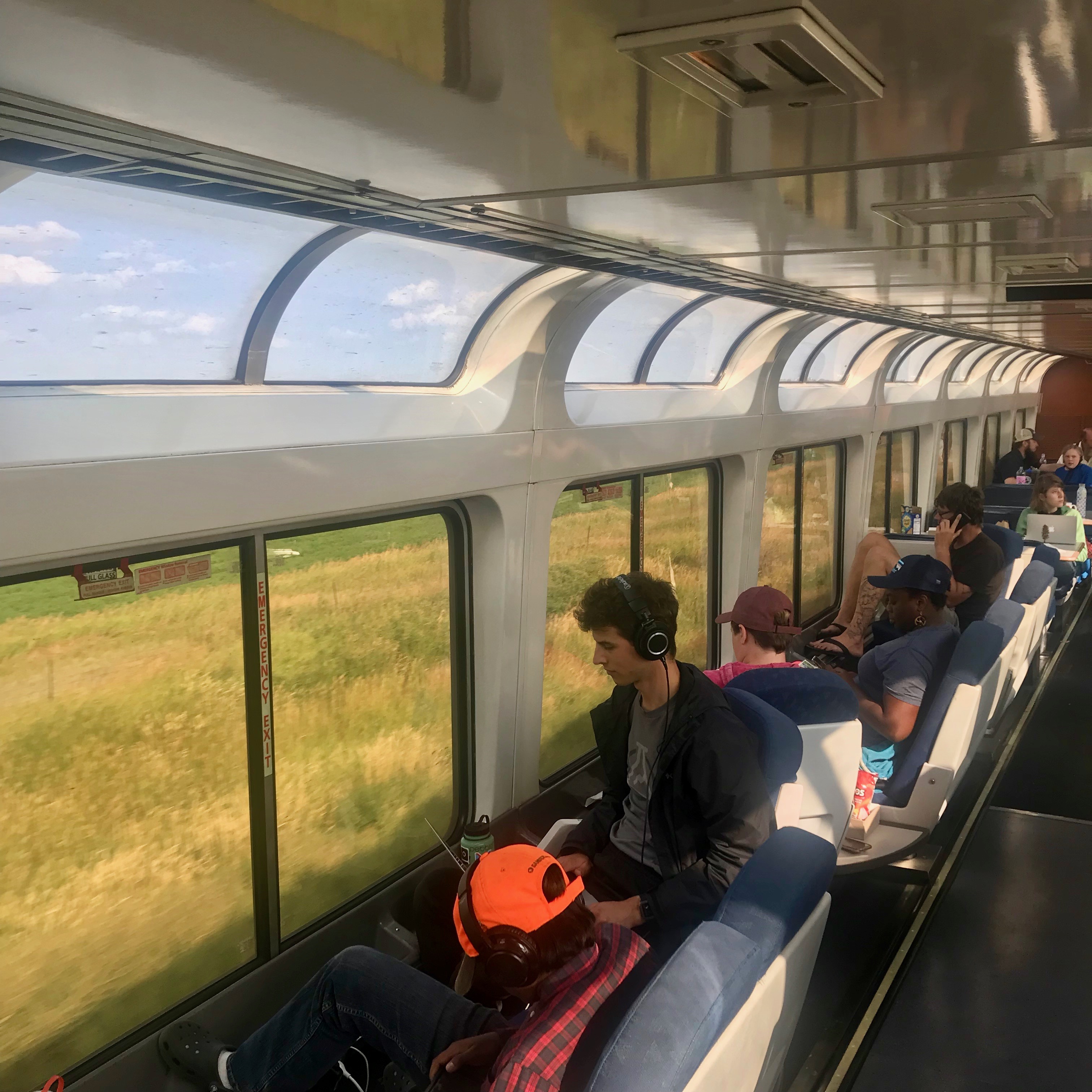 Lounge Car with views in all directions as we pass through Montana on Amtrak's Empire Builder long-distance train.  