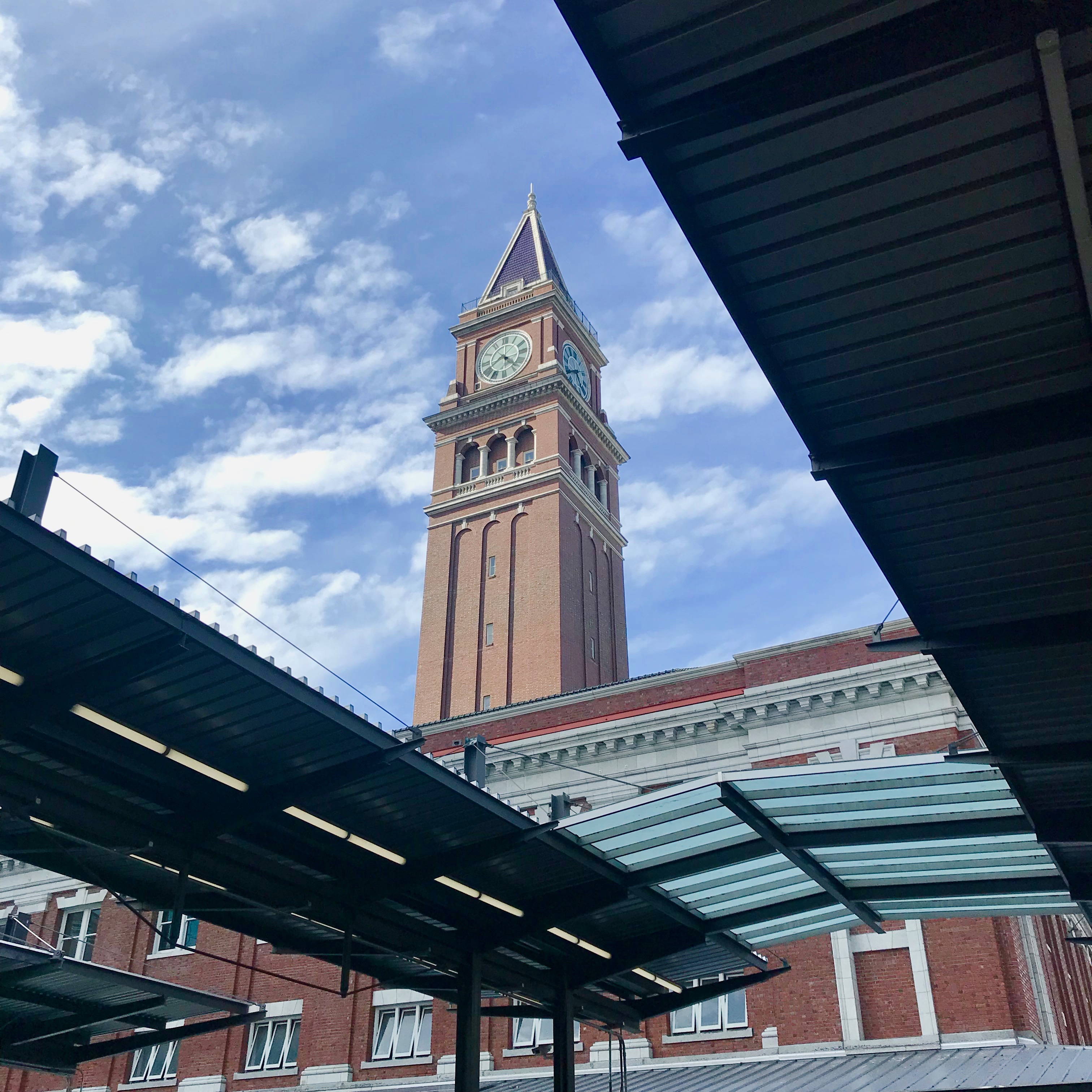 Amtrak Empire Builder train starts at King Street Train Station in Seattle.  The train takes 46 hours to get to Chicago.