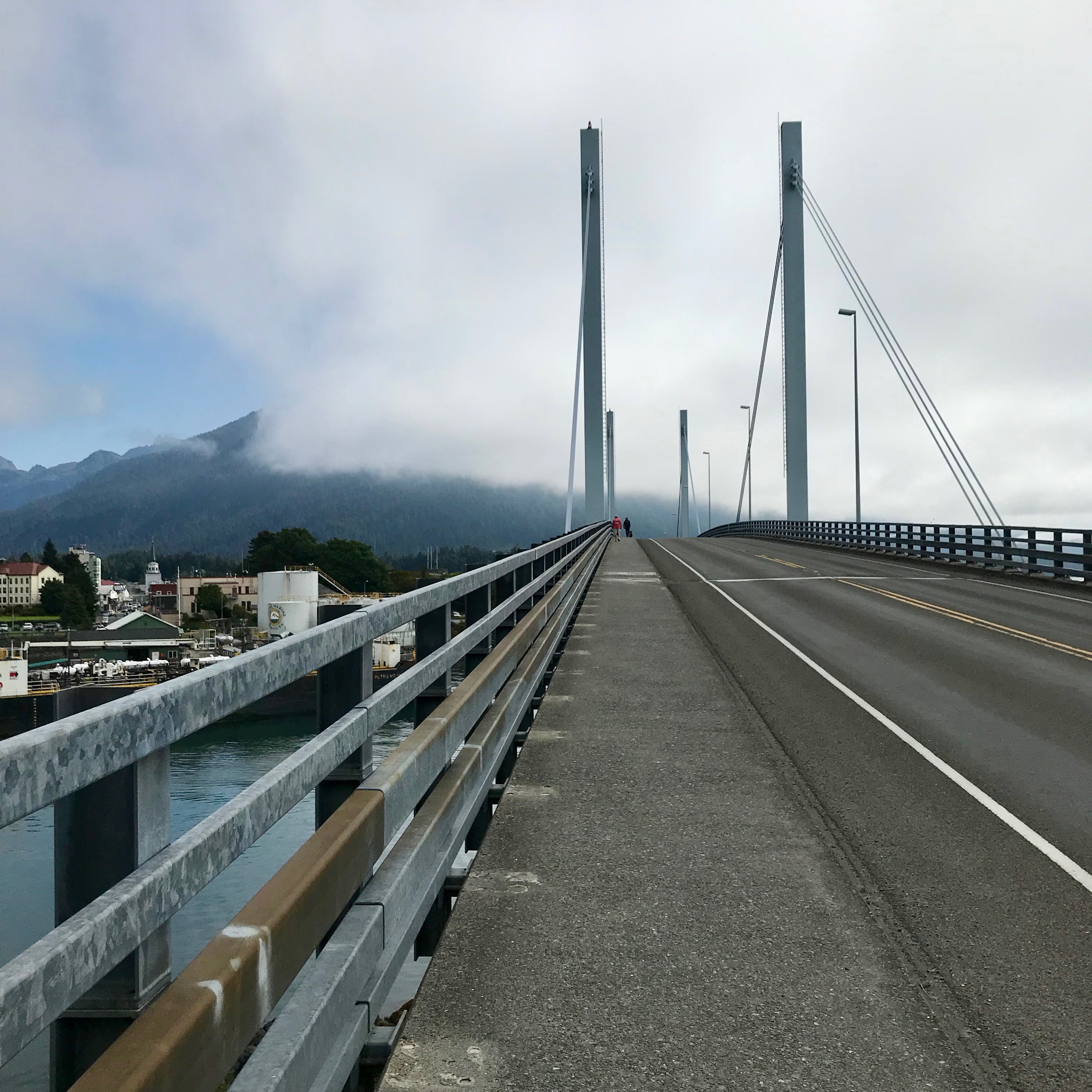 This bridge is the key architectural feature of Sitka, connecting the airport area and high school to the main part of town.  