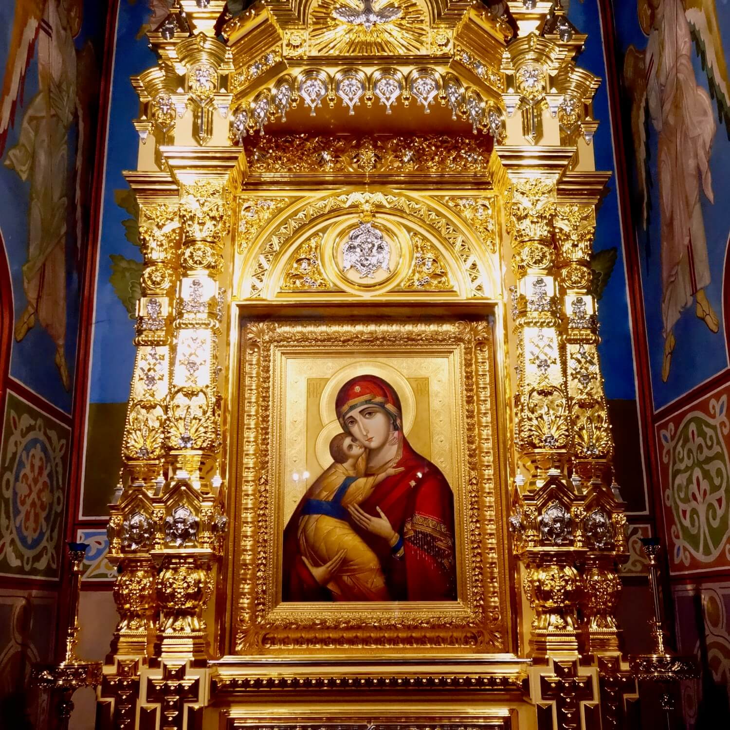 Mary Icon located inside the vestibule of the main church in St. Michael's Golden Dome Monastery.