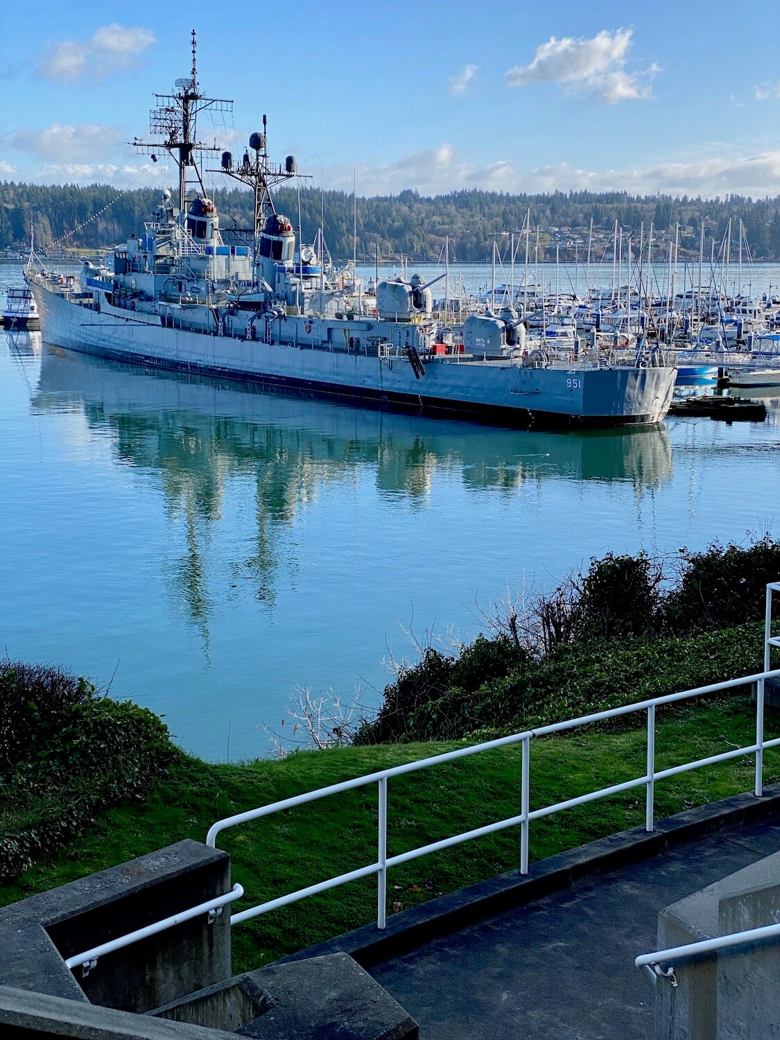 The warship USS Joy is normally open for tours but temporarily closed during COVID.  The ship is in the harbor of Bremerton and is a great site to visit on a day trip from Seattle. 