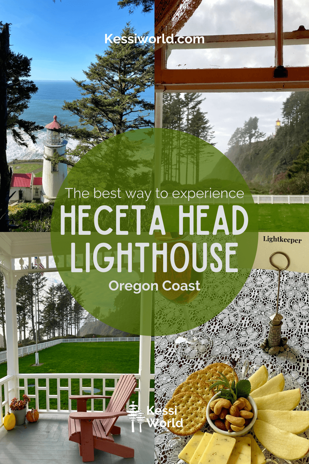 This Pinterest Pin shows a variety of photos depicting Heceta Lighthouse Bed and Breakfast.